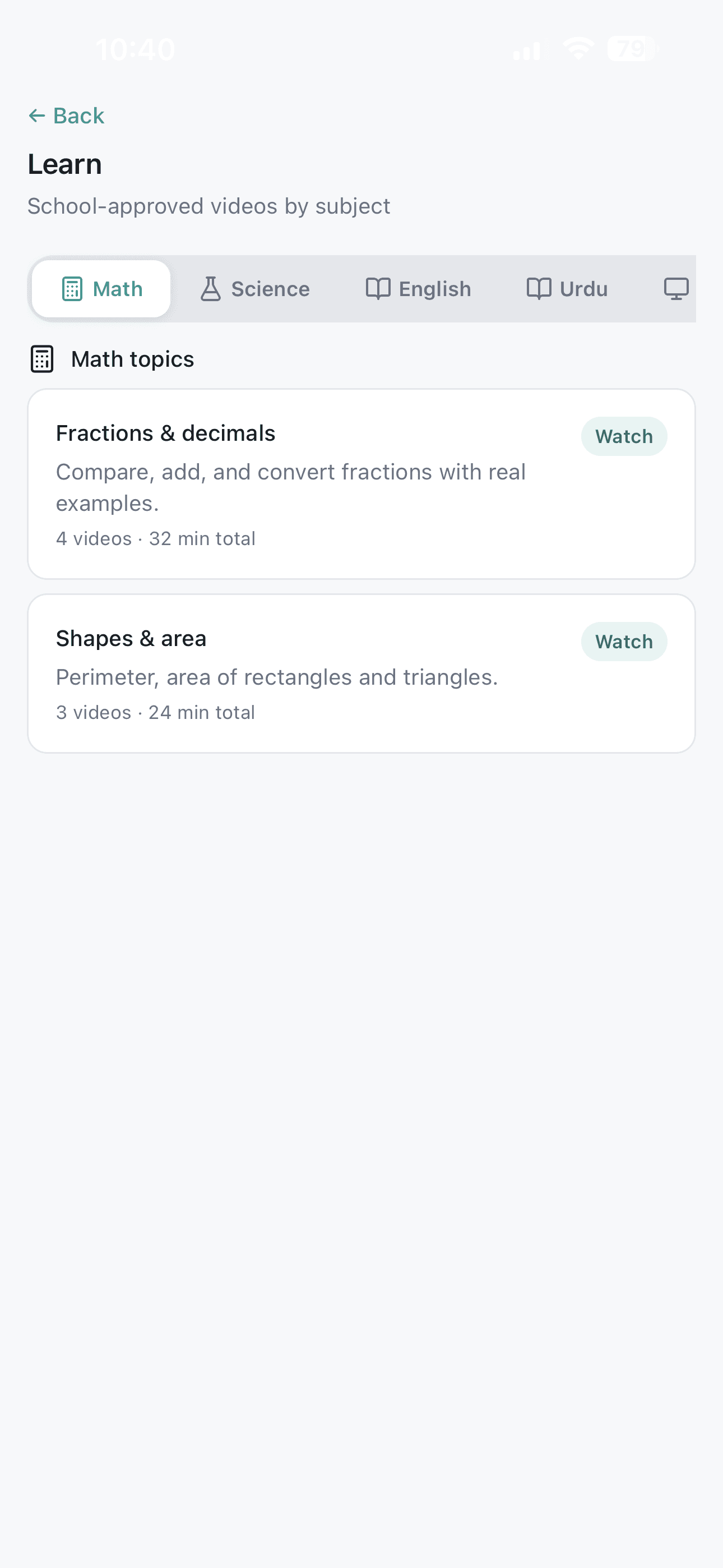 Student Learn hub