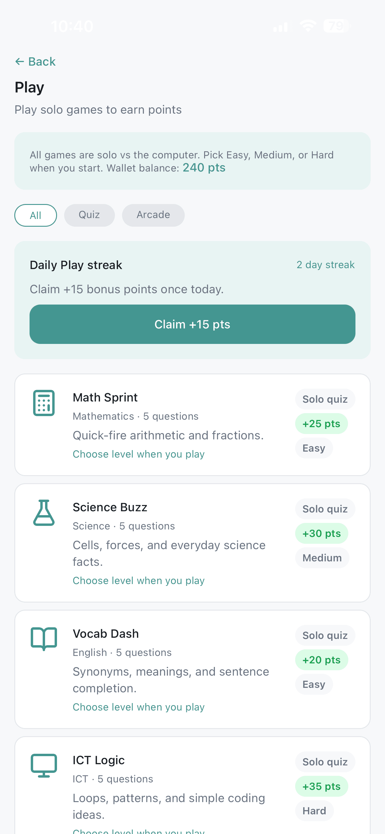 Student Play games